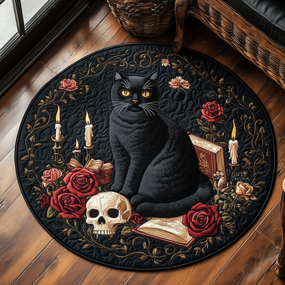 Mysterious Cat Quilted Round Mat GFTOAB2446