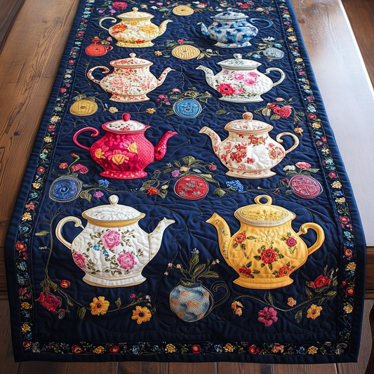 Floral Teapot Quilted Table Runner GFTOAB246