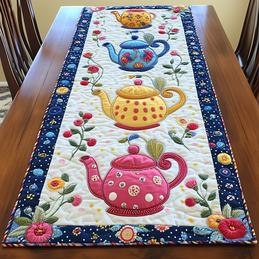 Floral Teapot Quilted Table Runner GFTOAB247