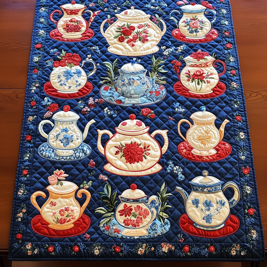 Floral Teapot Quilted Table Runner GFTOAB250