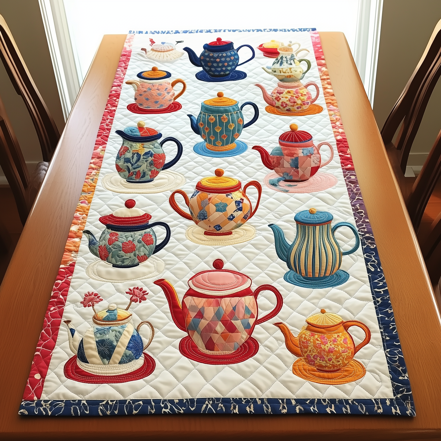 Colorful Teapot Quilted Table Runner GFTOAB252