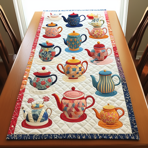 Colorful Teapot Quilted Table Runner GFTOAB252