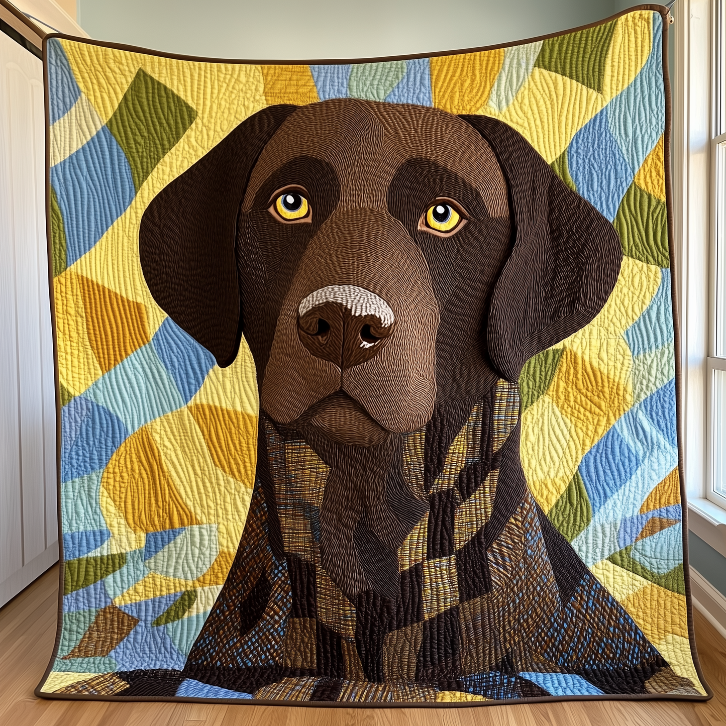 Chocolate Labrador Quilted Blanket GFTOAB2561