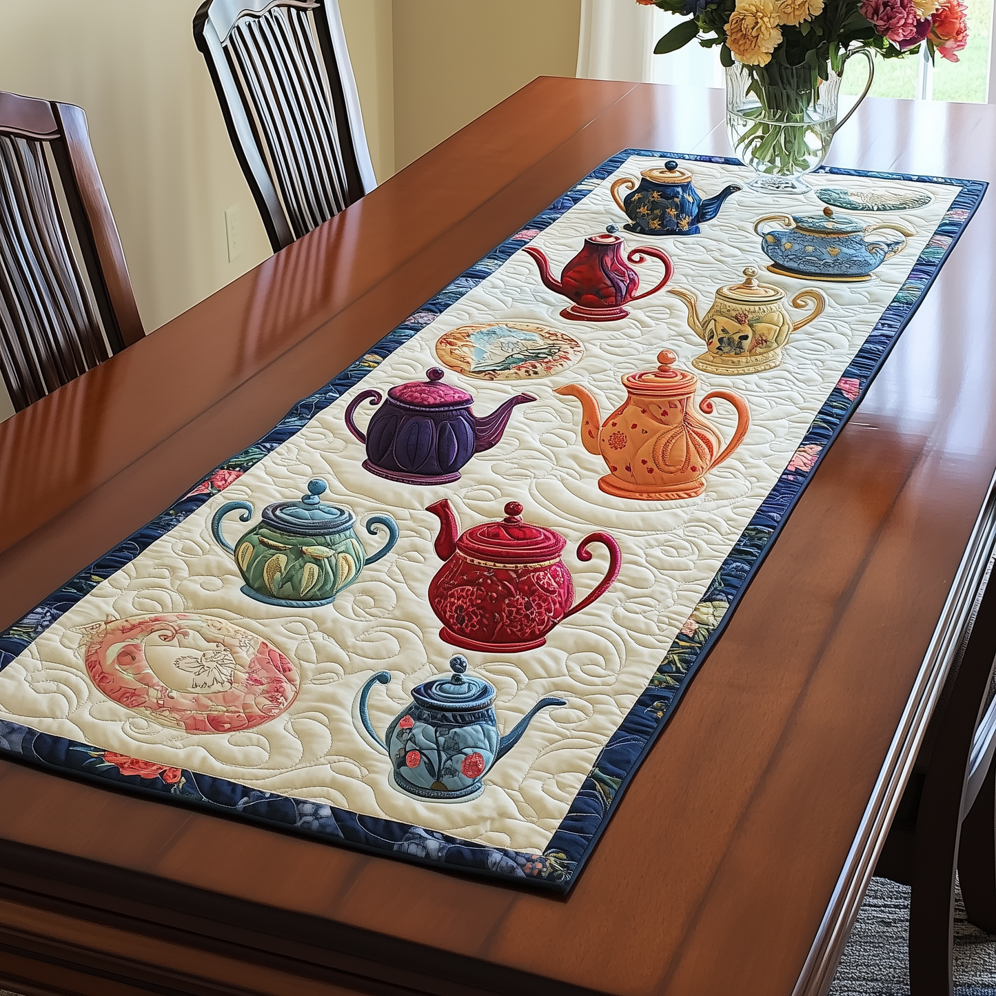 Colorful Teapot Quilted Table Runner GFTOAB256