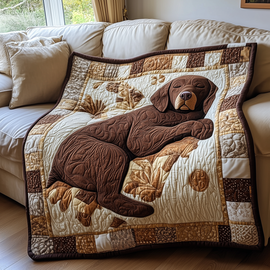 Sleepy Chocolate Labrador Quilted Blanket GFTOAB2572