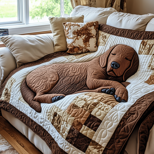 Sleepy Chocolate Labrador Quilted Blanket GFTOAB2573