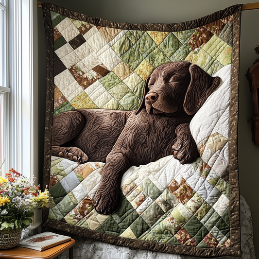 Sleepy Chocolate Labrador Quilted Blanket GFTOAB2575