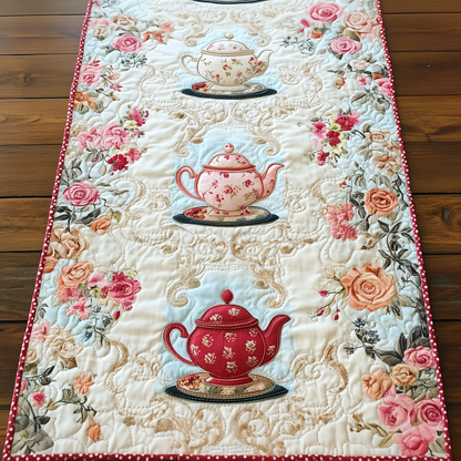 Floral Teapot Quilted Table Runner GFTOAB259