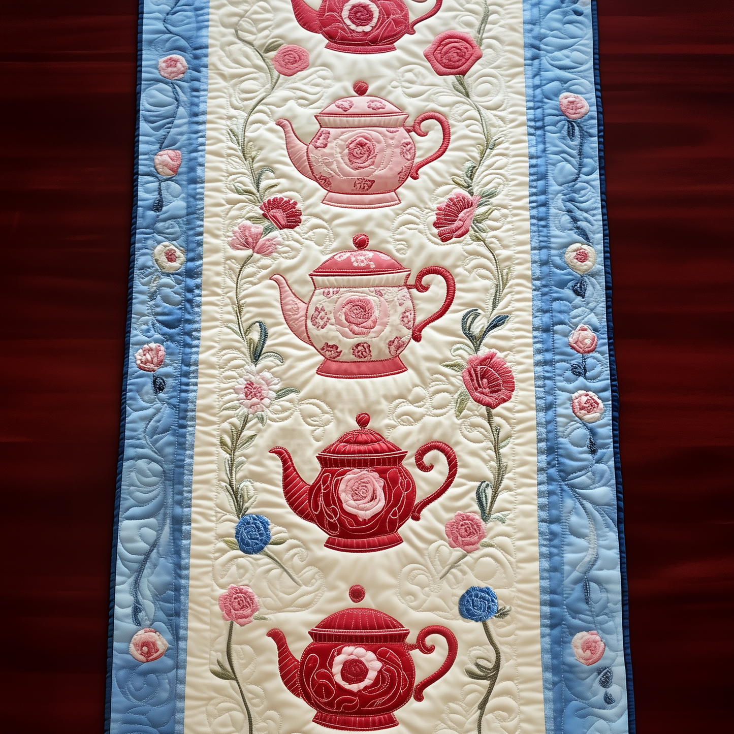 Floral Teapot Quilted Table Runner GFTOAB260