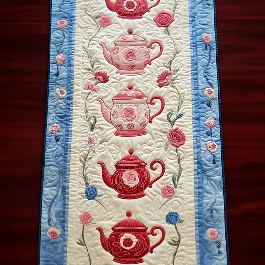 Floral Teapot Quilted Table Runner GFTOAB260