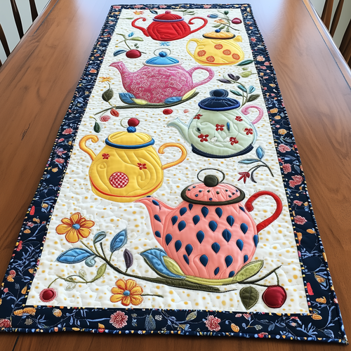 Floral Teapot Quilted Table Runner GFTOAB261