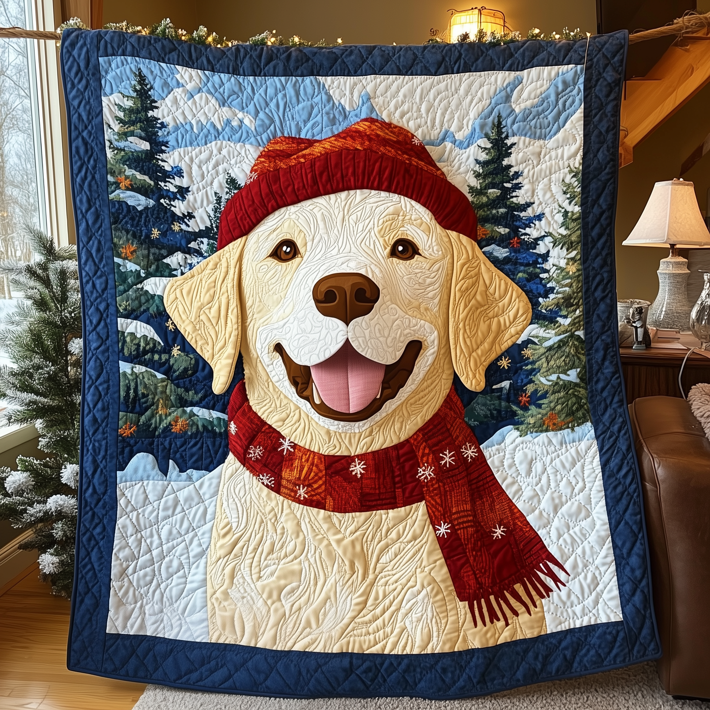 Happy Labrador Four Seasons Quilted Blanket GFTOAB2629