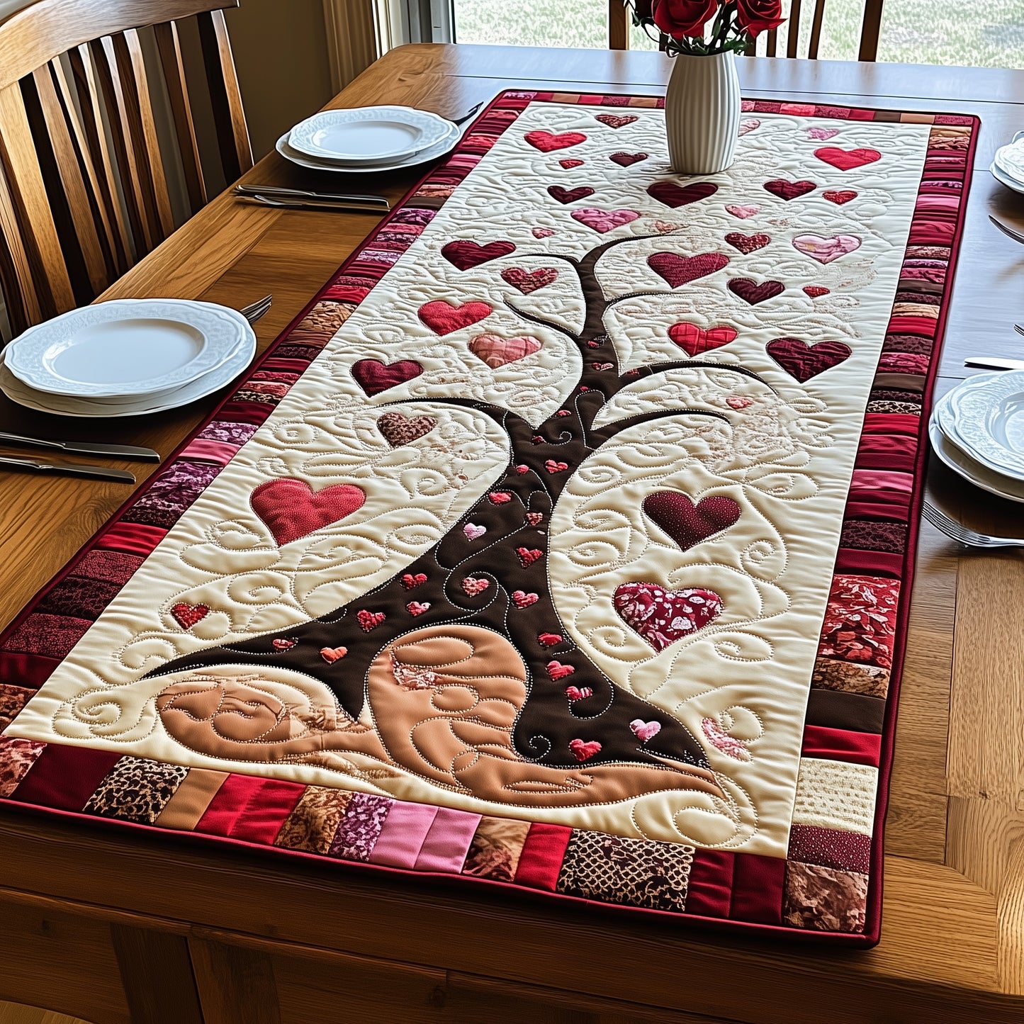 Tree Of Heart Quilted Table Runner GFTOAB2834