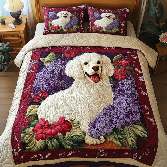 Floral Poodle 3-Piece Quilted Bedding Set GFTOAB310