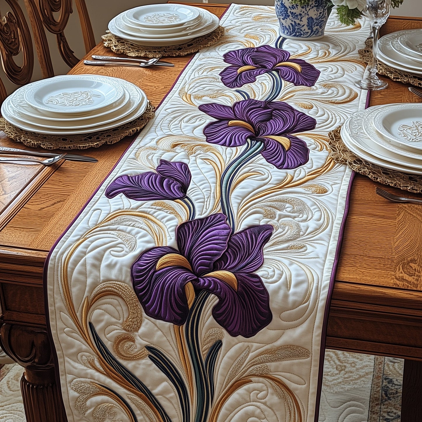 The Royal Bloom Quilted Table Runner GFTOAB3202