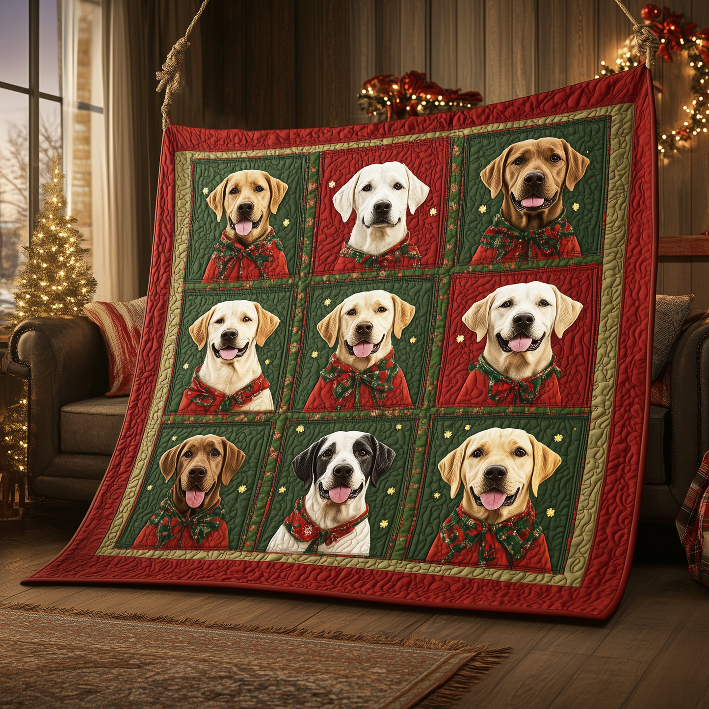 Christmas Labrador Quilted Blanket GFTOAB356