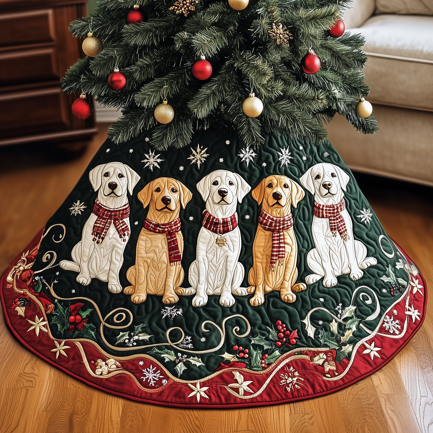 Christmas Labrador Quilted Tree Skirt GFTOAB400