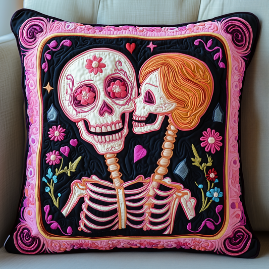 Skull Couple Quilted Pillow Case GFTOAB433