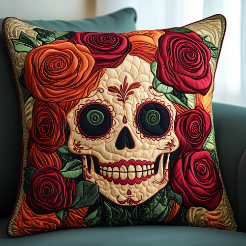 Skull Rose Quilted Pillow Case GFTOAB435