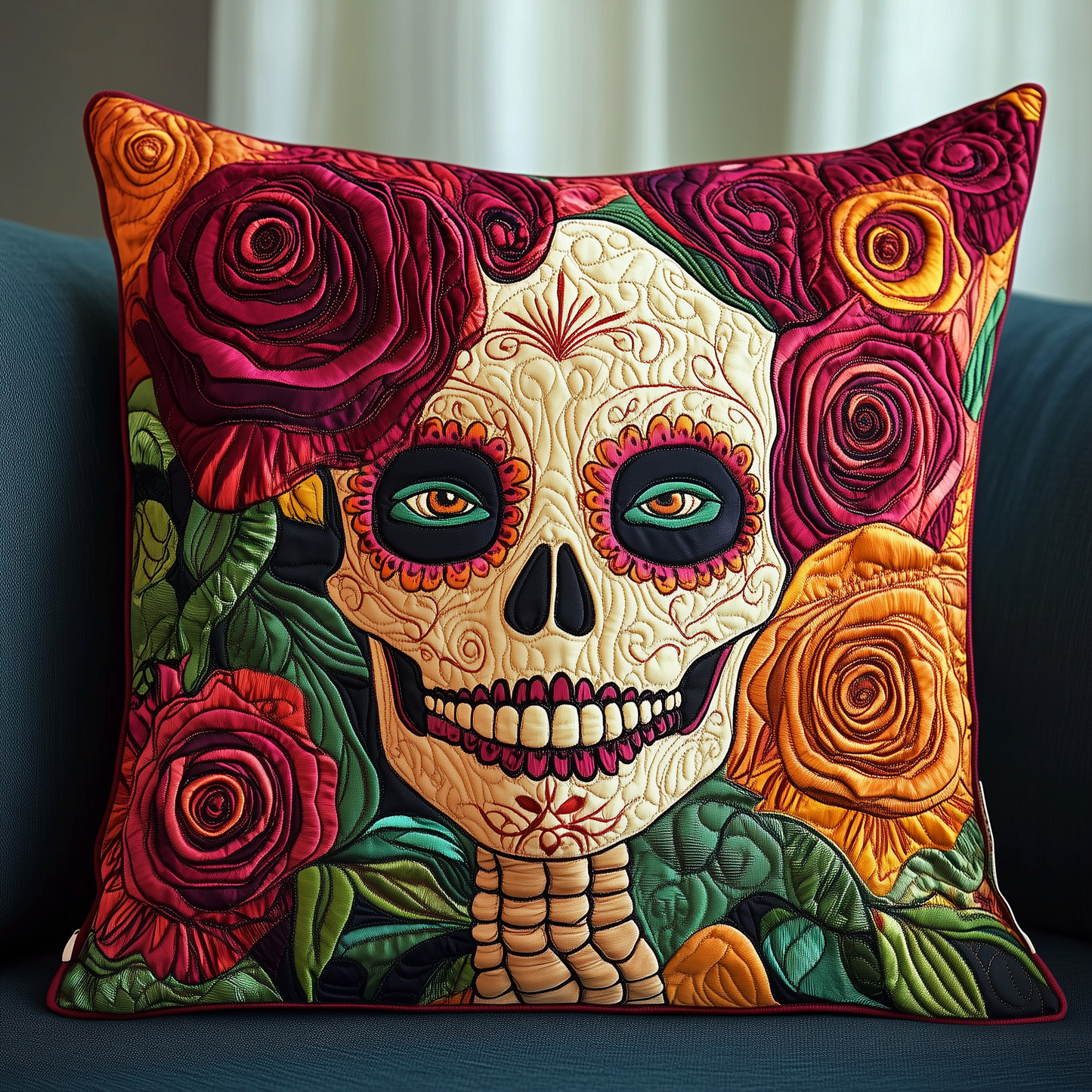 Skull Rose Quilted Pillow Case GFTOAB436