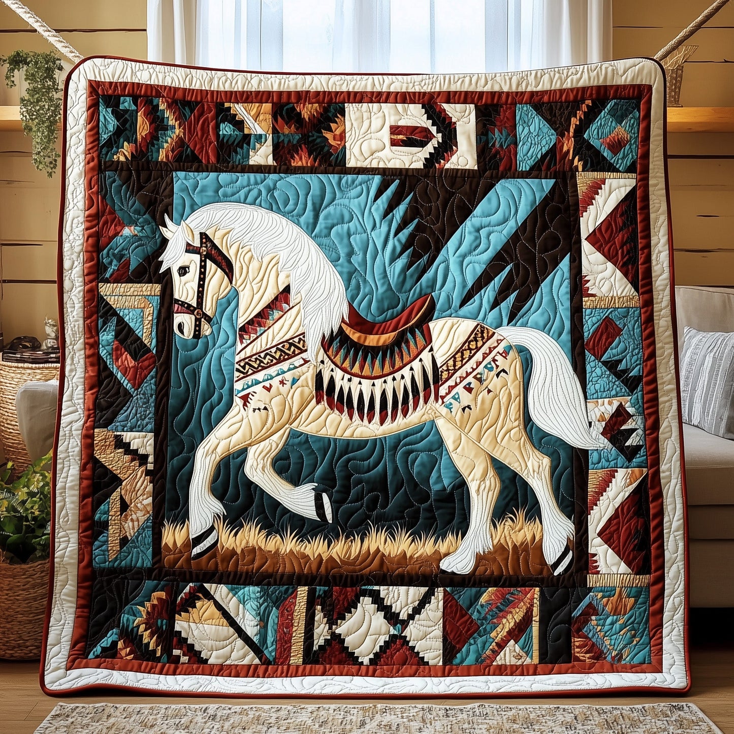 Native Horse Quilted Blanket GFTOAB4485