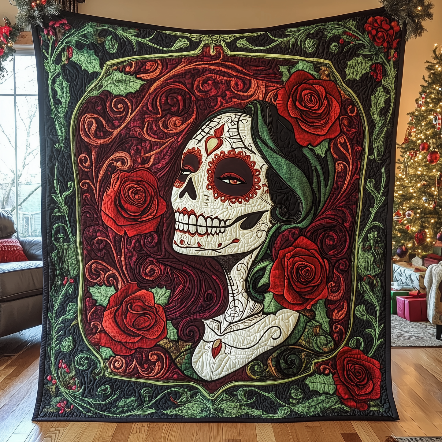 Skull Rose Quilted Blanket GFTOAB455