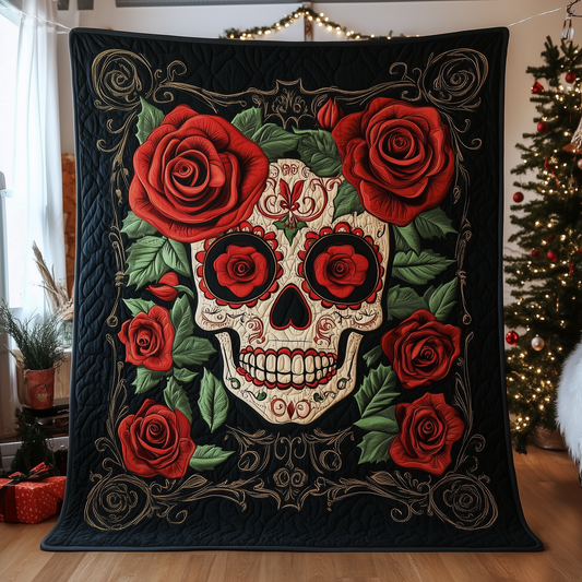 Skull Rose Quilted Blanket GFTOAB456