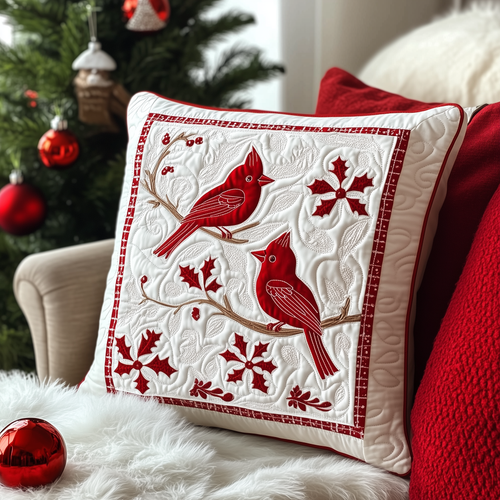 Christmas Cardinal Quilted Pillow Case GFTOAB671