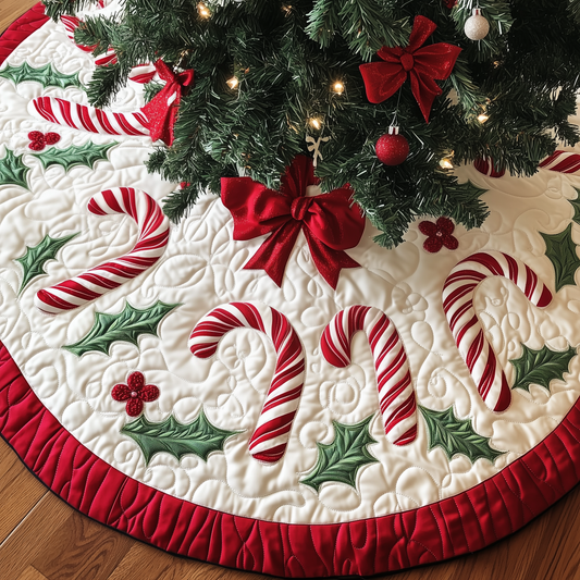 Christmas Candy Canes Quilted Tree Skirt GFTOAB722