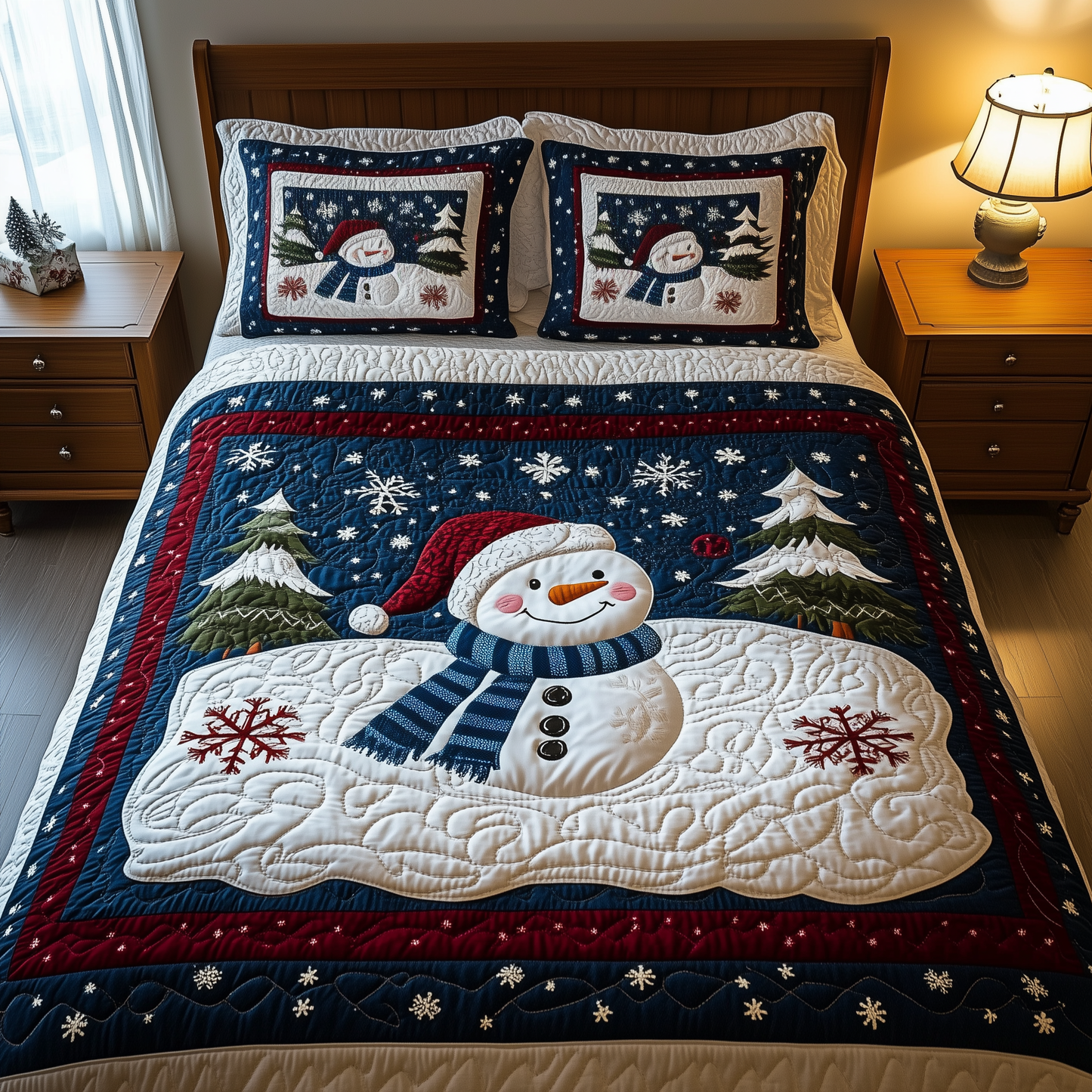 Snowman 3-Piece Quilted Bedding Set GFTOAB723