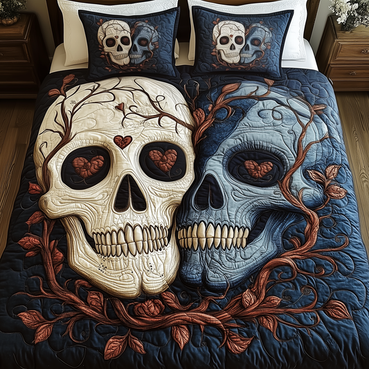 Skull Couple 3-Piece Quilted Bedding Set GFTOAB783