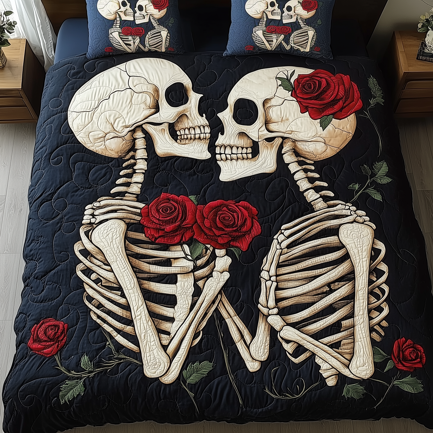 Skull Couple 3-Piece Quilted Bedding Set GFTOAB785