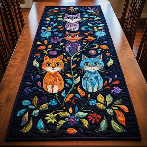 Vibrant Cat Quilted Table Runner GFTOHD060