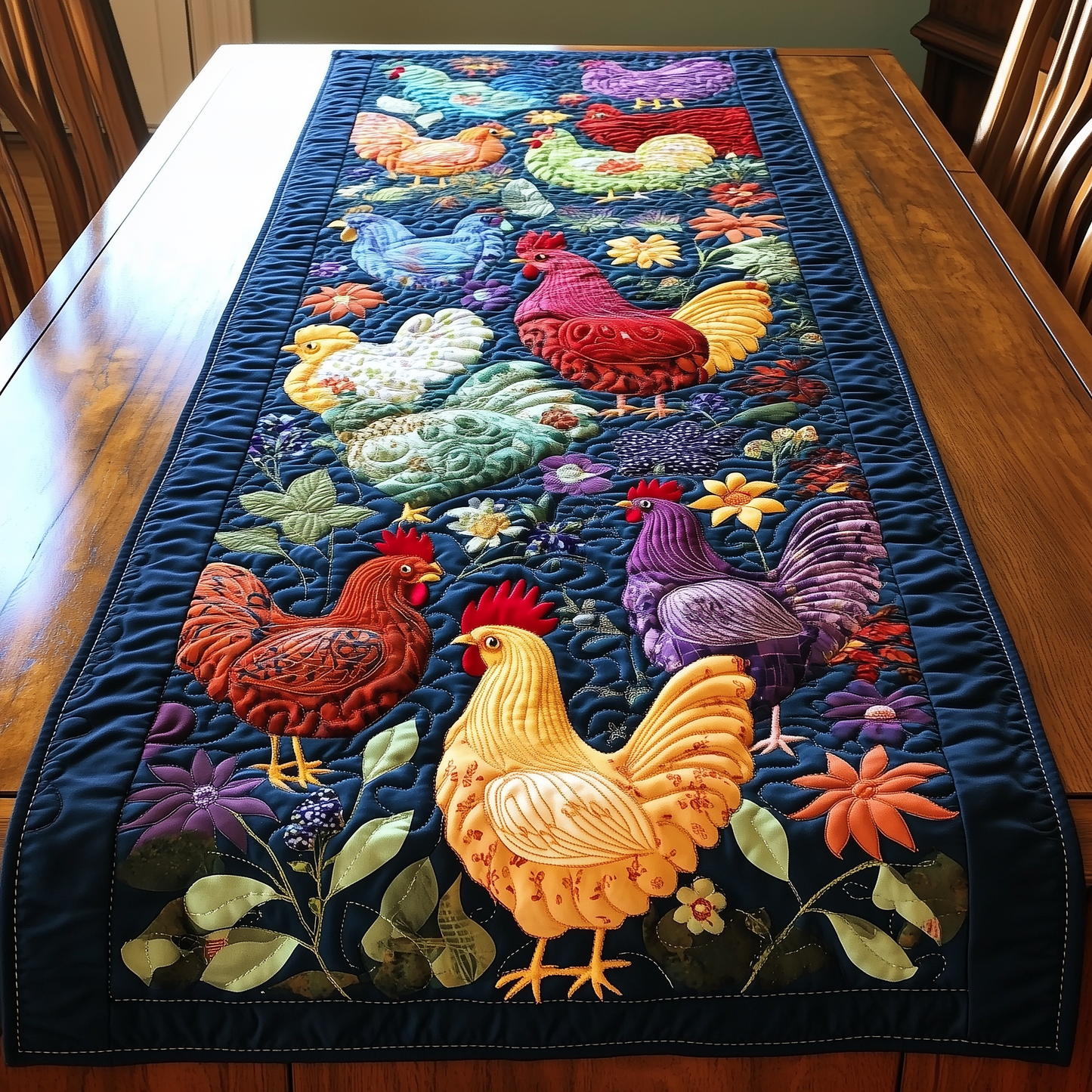 Happy Chickens Quilted Table Runner GFTOHD064