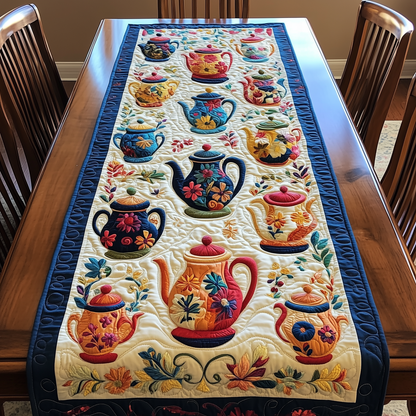 Colorful Teapots Quilted Table Runner GFTOHD072