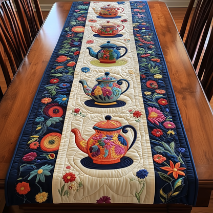 Colorful Teapots Quilted Table Runner GFTOHD073