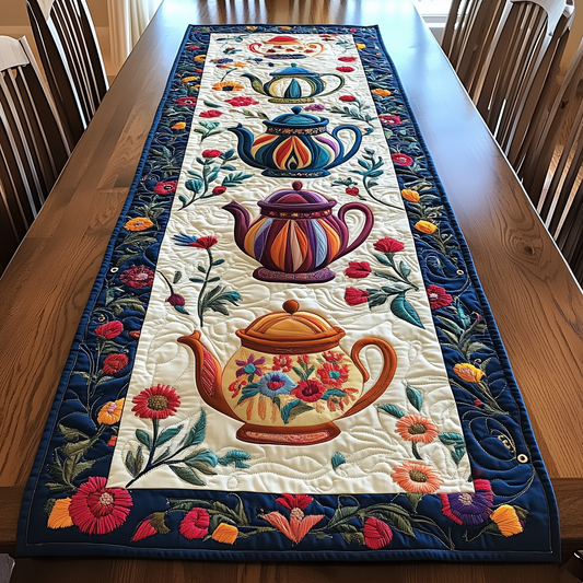 Colorful Teapots Quilted Table Runner GFTOHD075