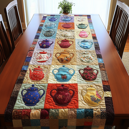 Colorful Teapots Quilted Table Runner GFTOHD078