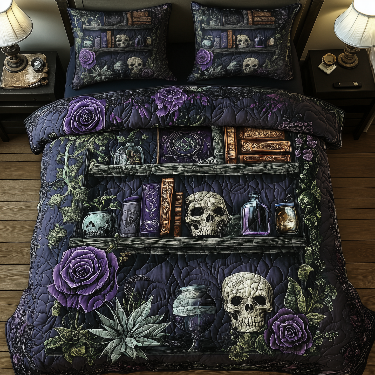 Bookshelf Of Death 3-Piece Quilted Bedding Set GFTOHD1107