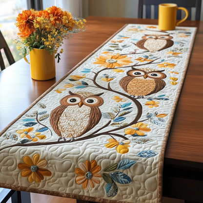 Autumn Owl Symphony Quilted Table Runner GFTOHD116