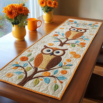 Autumn Owl Symphony Quilted Table Runner GFTOHD118