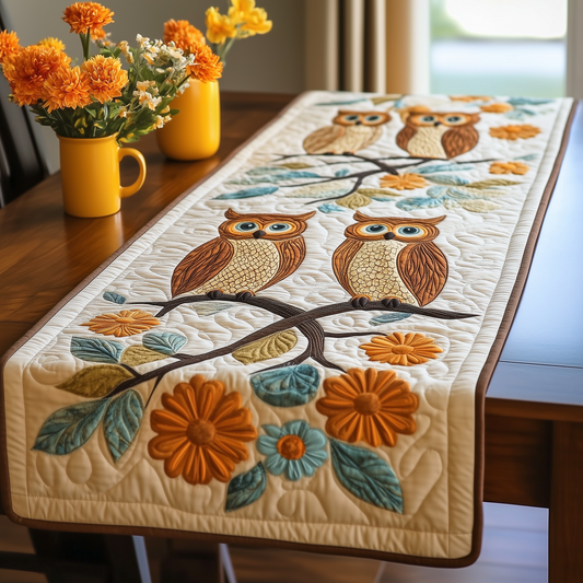 Autumn Owl Symphony Quilted Table Runner GFTOHD119