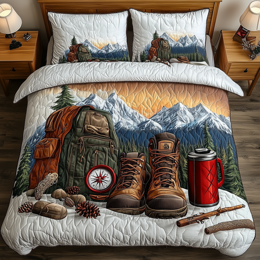 Mountain Hiking Essentials 3-Piece Quilted Bedding Set GFTOHD1235