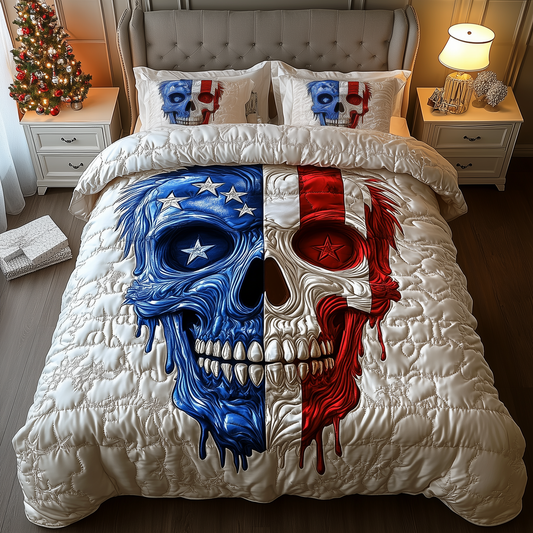 American Pride Skull 3-Piece Quilted Bedding Set GFTOHD1322