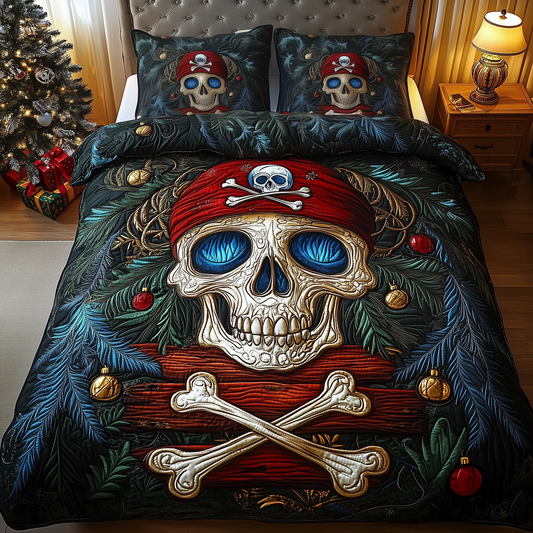 Captain Skull Pirate 3-Piece Quilted Bedding Set GFTOHD1327