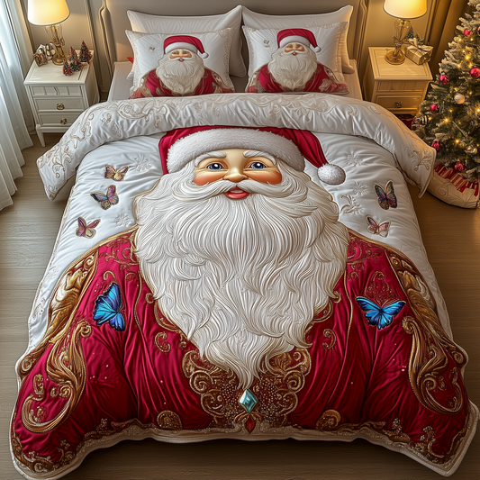 Holiday Joyful Santa 3-Piece Quilted Bedding Set GFTOHD1447