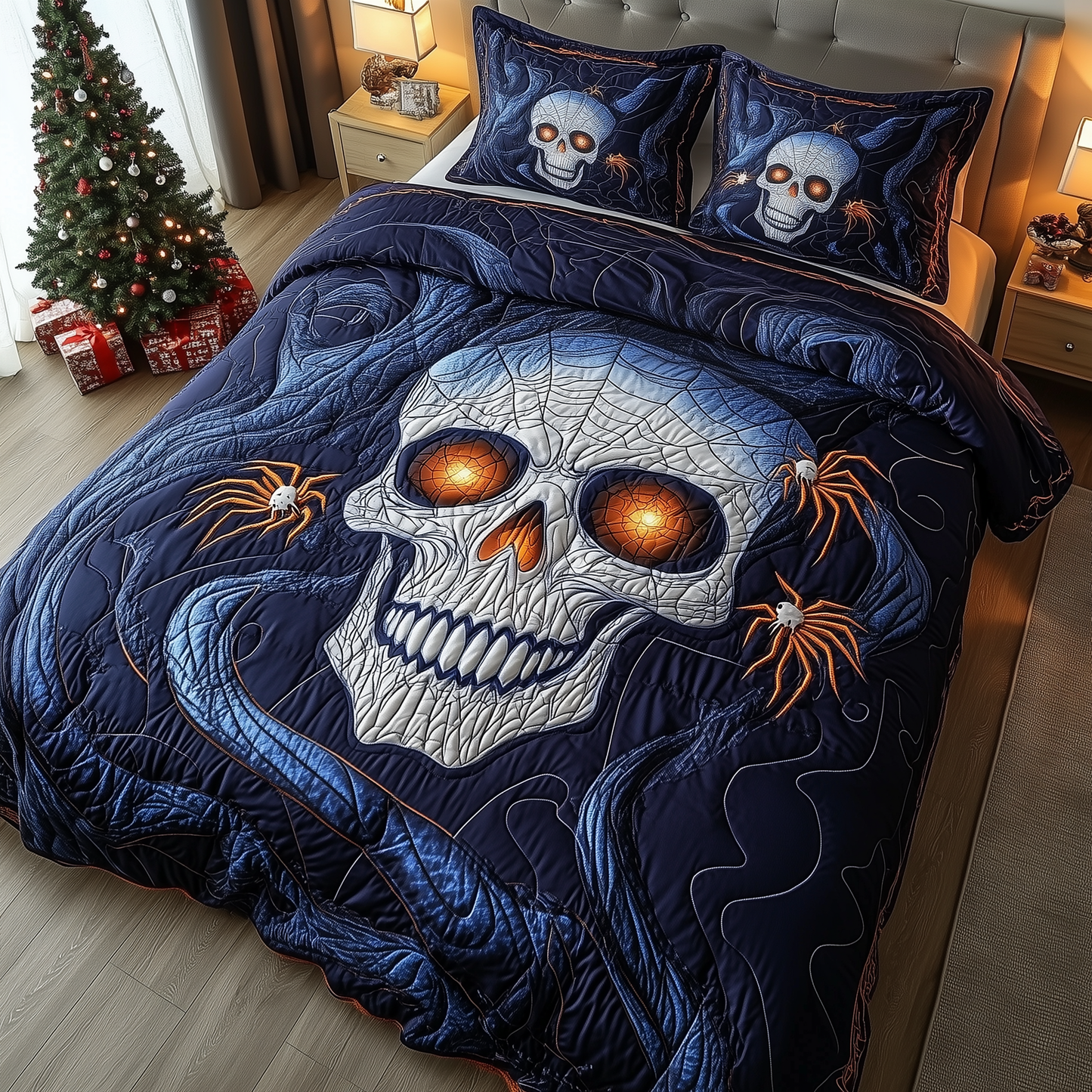 Spider Skull 3-Piece Quilted Bedding Set GFTOHD1452