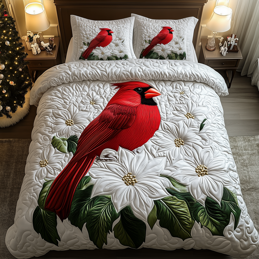 Cardinals in Bloom 3-Piece Quilted Bedding Set GFTOHD1461