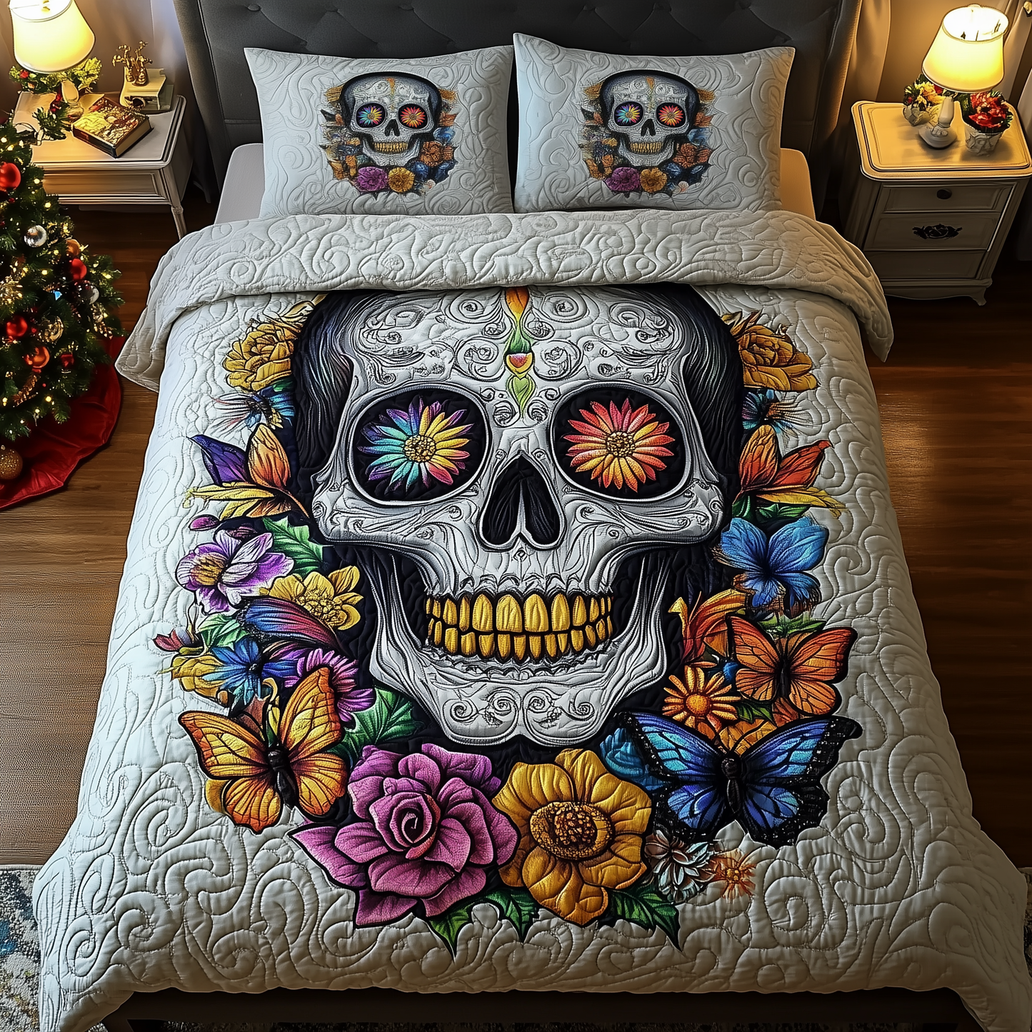 Skull of Colorful Life 3-Piece Quilted Bedding Set GFTOHD1604