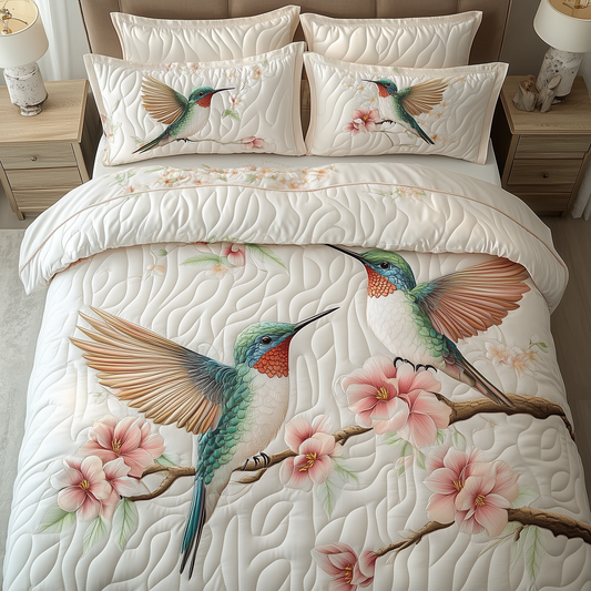 Elegant Hummingbird Haven 3-Piece Quilted Bedding Set GFTOHD1612